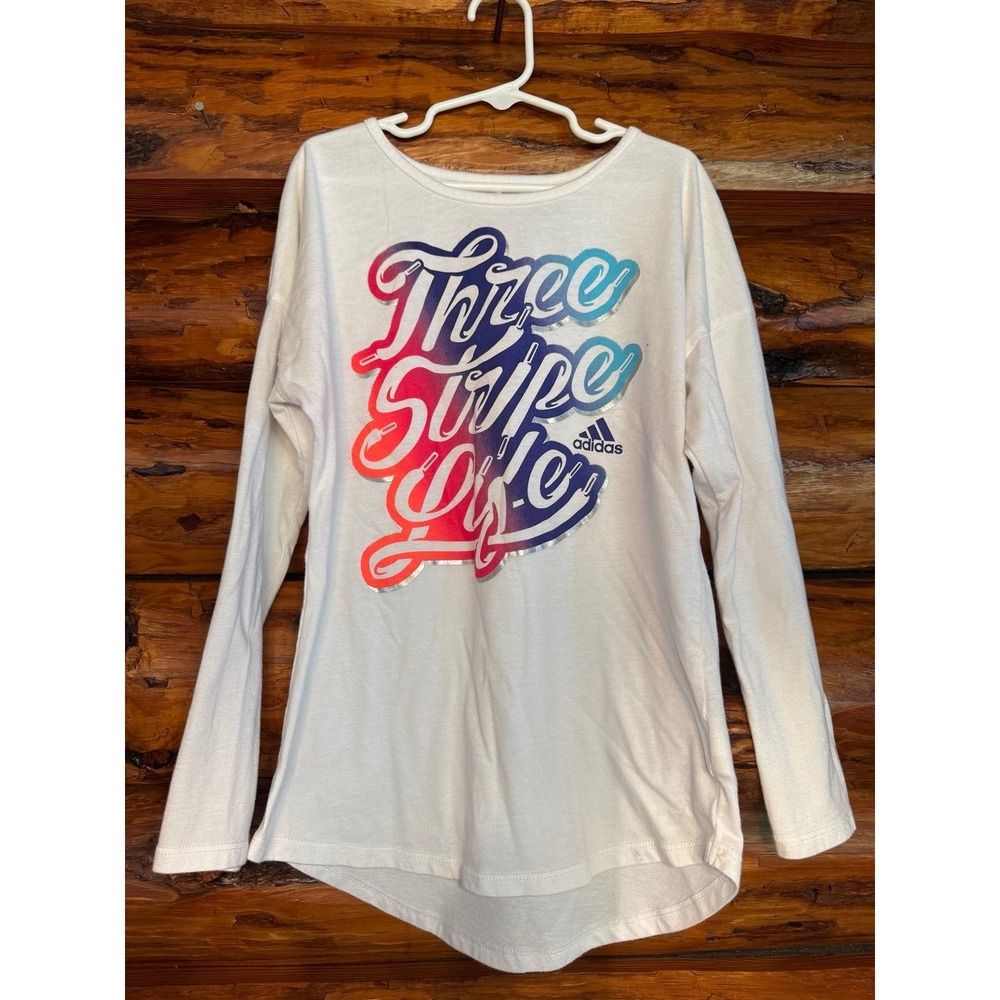 Adidas "Three Stripe Life" Long Sleeve Tunic Shirt Size 10-12